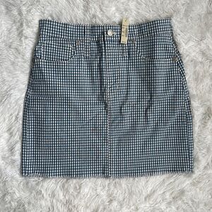 NWT Madewell Straight Stretch Mini Skirt Gingham: Raw Hemmed in Blue/White S 26